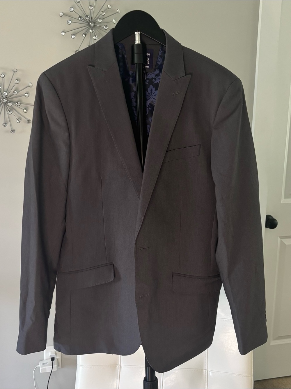 Men's Charcoal Single-Breasted Blazer